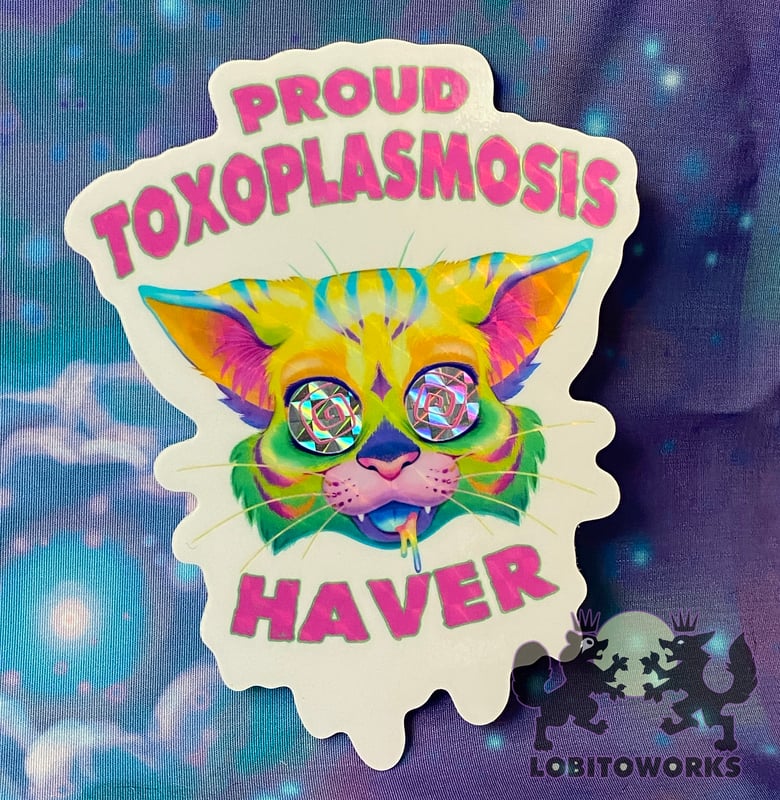 Image of Proud Toxoplasmosis Haver - Hypno Kitty Cat Holofoil Vinyl Sticker