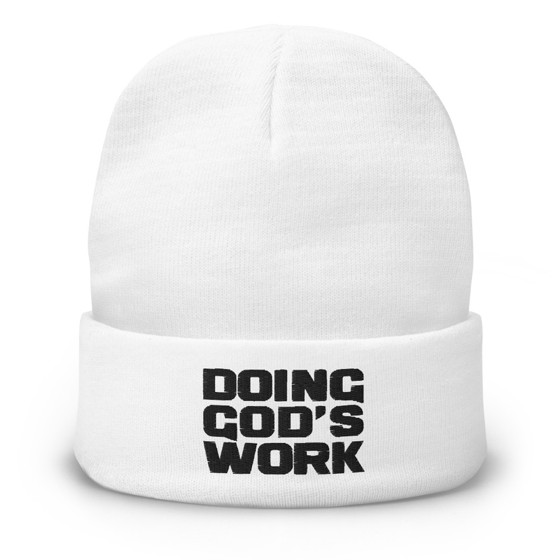 Image of DOING GOD'S WORK - White Knit Beanie (One size)