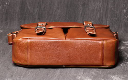 Image of Handmade Vegetable Tanned Leather Men's Messenger Bag, Shoulder Bag, Satchel Bag 9042