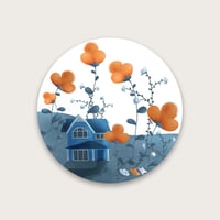 Image 1 of Blue house between flowers sticker