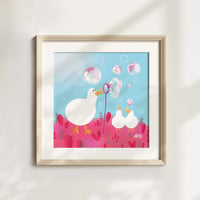 Blowing bubbles print