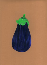 Image 2 of Aubergine, Original Collage Art – Hand-Painted, One-of-a-Kind (210 x 297mm)