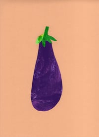 Image 3 of Aubergine, Original Collage Art – Hand-Painted, One-of-a-Kind (210 x 297mm)