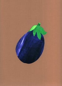 Image 1 of Aubergine, Original Collage Art – Hand-Painted, One-of-a-Kind (210 x 297mm)
