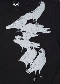 Image 2 of Crow Unisex Stonewash Black Heavyweight Long Sleeve T-Shirt (Organic)