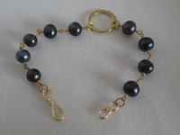 Image 3 of Queen Mary of Denmark Inspired Natural Black Pearl Beaded Bracelet