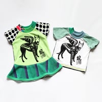 Image 3 of year of the dragon greyhound boy kid unisex 12m baby short sleeve raglan tee tshirt top shirt green 