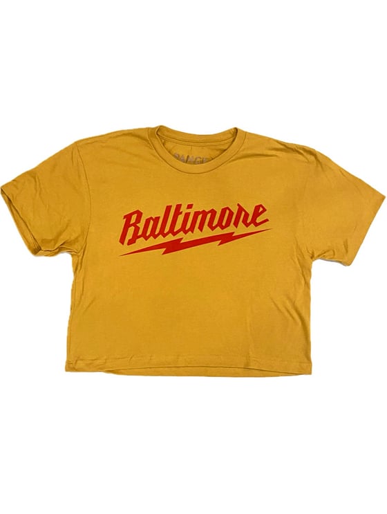 Image of Baltimore Lightning Bolt Crop Top Mustard (free shipping)