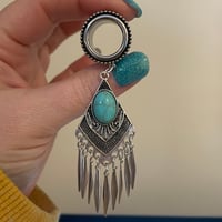 Turquoise Tassel Tunnel Dangles (sizes 2g-1")