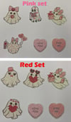 GLITTER valentines Ghost stickers  /  Glitter decals 