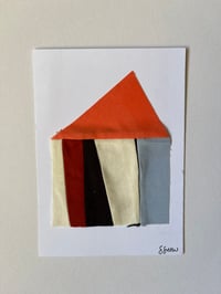 A6 mini quilt- orange, black, pale blue and paprika 