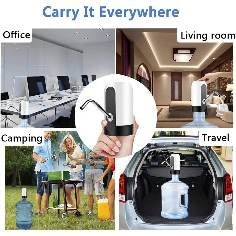 Electric Portable Water Dispenser Pump for 5 Gallon Bottle Usb Charge With Extension Hose 