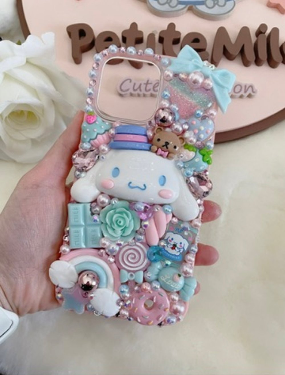 Cute Bunny blue pink bling phone case