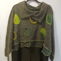 Image 1 of green fabric collage sweater