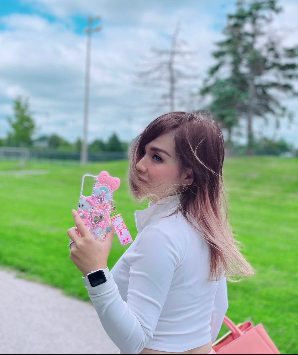 Pink kitty bling kawaii phone case