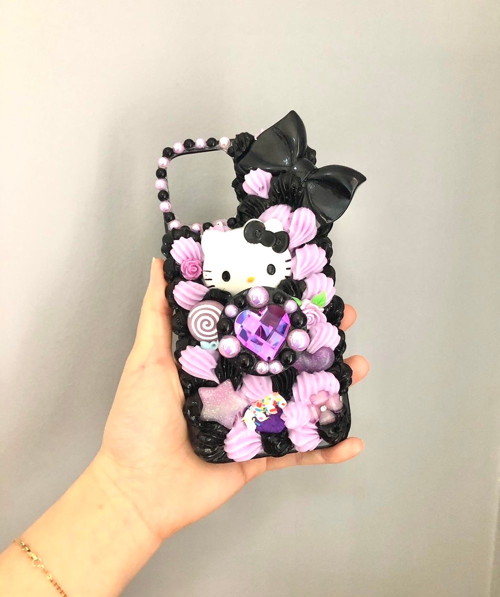 Black purple kitty decocen phone case