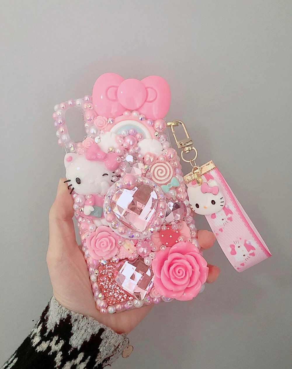 Pink kitty rhinestone bling phone case