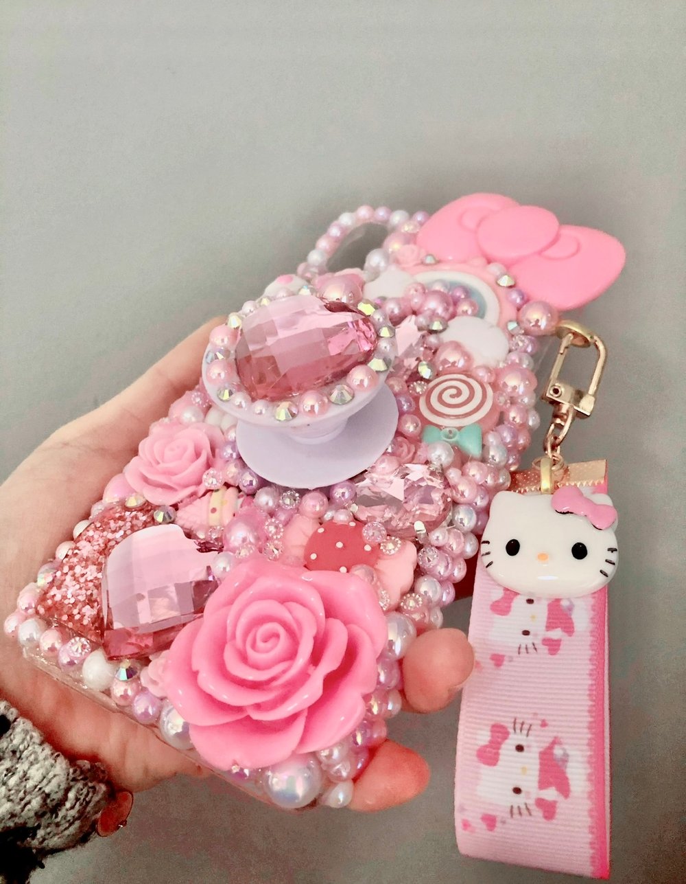 Pink kitty rhinestone bling phone case