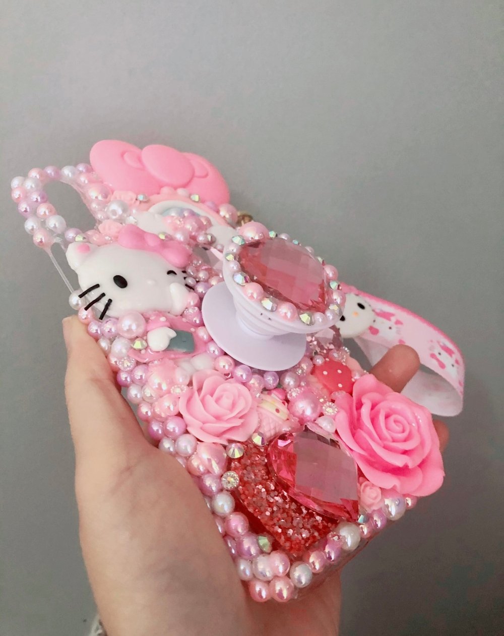 Pink kitty rhinestone bling phone case