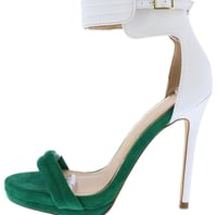 Image 1 of CASSANDRA GREEN & WHITE STILETTOS SEXY HEELS