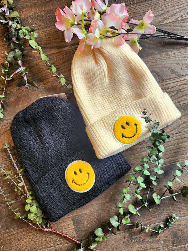 Image of Smiley Face Ribbed Beanie