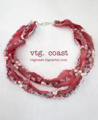 Image 2 of Red Linen Beaded Garland