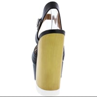 Image 3 of BLACK PLATFORM CHUNKY WOOD HEELS