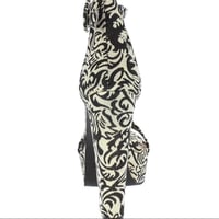 Image 3 of BLACK DAMASK OPEN TOE ANKLE STRAP PLATFORM  HEEL