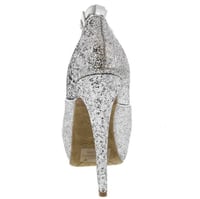 Image 3 of SILVER GLITTER ANKLE STRAP HEELS