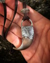WL&A Handmade Old Style Turquoise Mtn Warrior Chief Double Sided Black Bear Claw Pendant #3