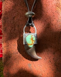 Image 1 of WL&A Handmade Old Style Candelaria Thunderbird Double Sided Black Bear Claw Pendant