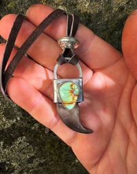 Image 3 of WL&A Handmade Old Style Candelaria Thunderbird Double Sided Black Bear Claw Pendant