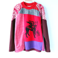 Image 1 of year of the dragon greyhound print 10/12 LONG SLEEVE COURTNEYCOURTNEY patchwork lunar new year top