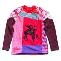 Image 2 of year of the dragon greyhound print 10/12 LONG SLEEVE COURTNEYCOURTNEY patchwork lunar new year top