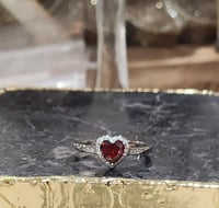 Image 2 of CZ Ruby Heart Ring 