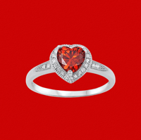 Image 3 of CZ Ruby Heart Ring 