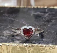 Image 1 of CZ Ruby Heart Ring 
