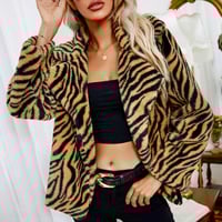 Image 1 of Tiger Print Faux Fur Jacket