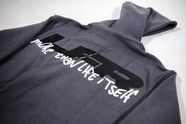 Image of LFR - MORE THAN LIFE ITSELF OVERSIZED HOODIE - DARK GREY