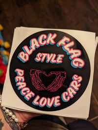 Black Flag Style Peace Love Cars decal