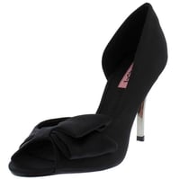 Image 1 of BLACK HALF PEEP TOE CHROME HEELS
