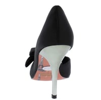 Image 3 of BLACK HALF PEEP TOE CHROME HEELS