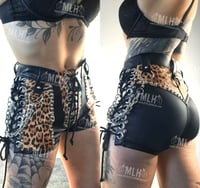 Image 3 of HIGH WAIST LEOPARD PRINT CHAIN SHORTS (LARGE)