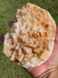 Image 4 of Orange Pyramid Calcite With Druzy Calcite Dusting UV Specimen #1073