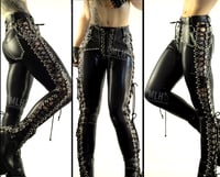 Image 1 of HIGH WAIST SIDE LACE UP SKINNIES 