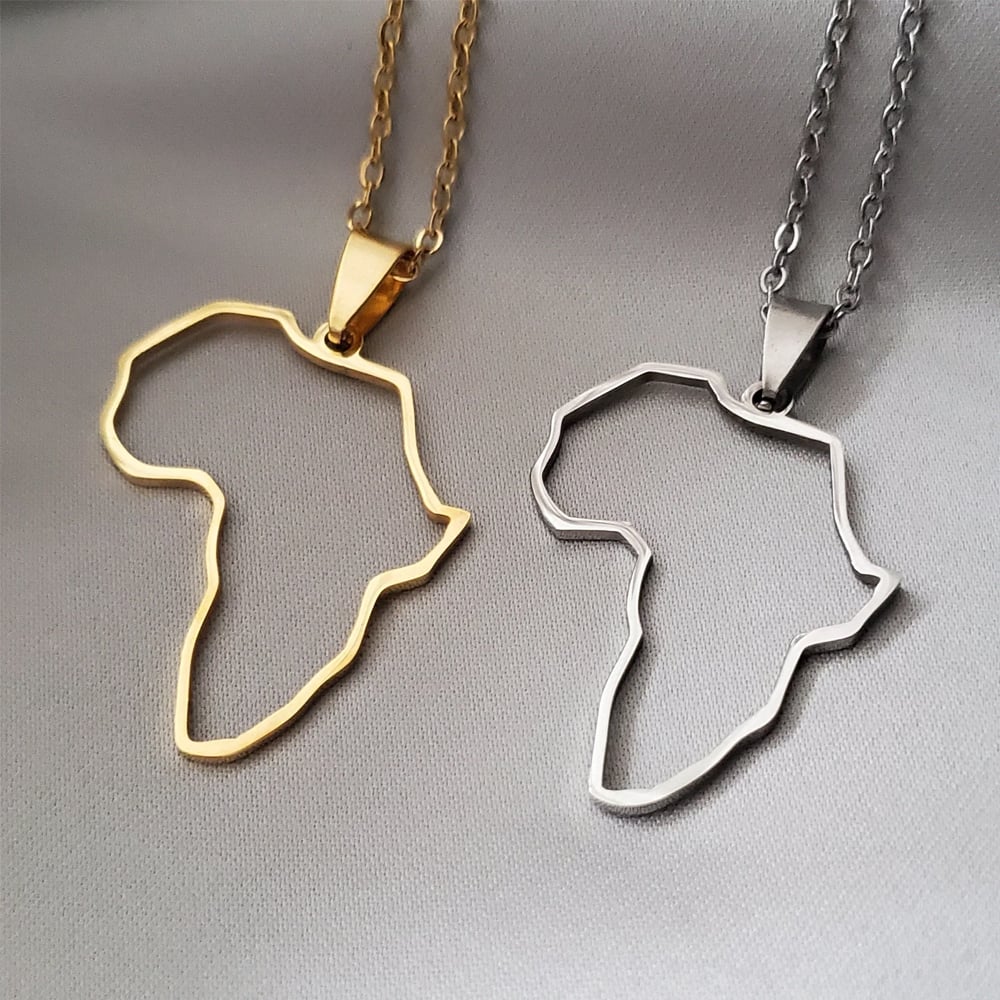 Image of Africa Map Outline Pendant Necklace