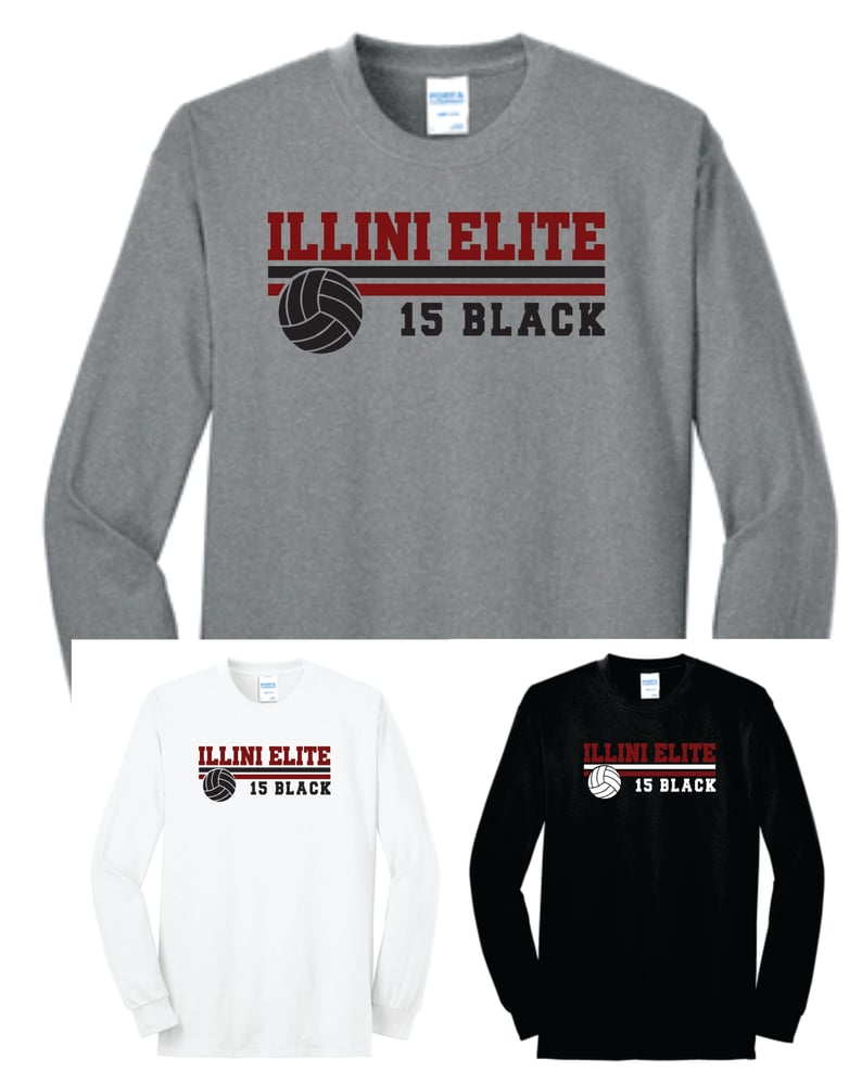 Image of Illini Elite 15 Black Poly/Cotton Long Sleeve Tee
