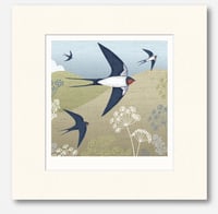 Image 2 of HAND DRAWN SWALLOW SIGNED ART PRINT