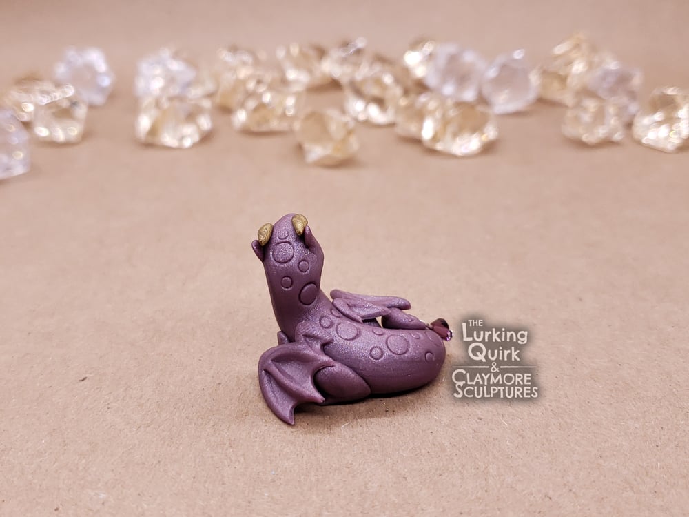 February | Amethyst - Mini Polymer Clay Birthstone Dragon