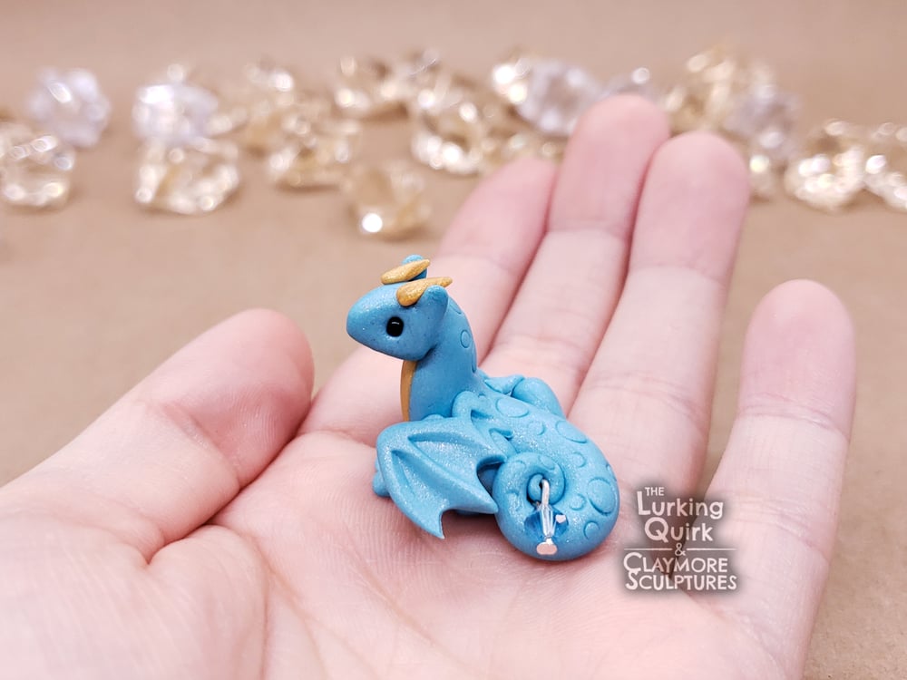 March | Aquamarine - Mini Polymer Clay Birthstone Dragon